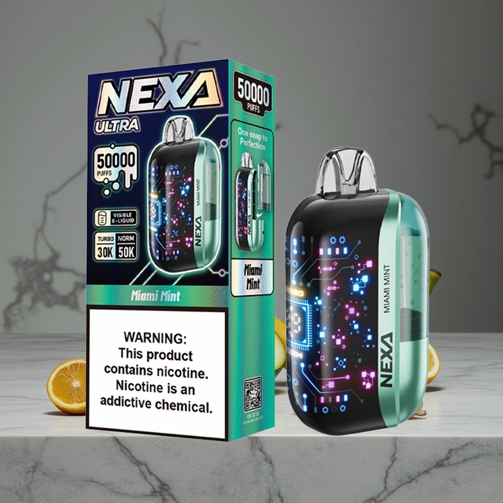 Miami piparmētra NEXA Ultra 50000 Puffs 20ml iepriekš piepildīts 800mah baterija