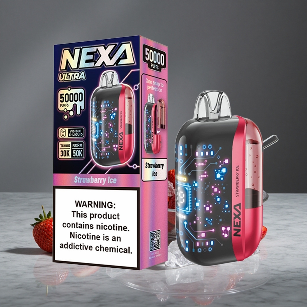 Zemeņu Ledus NEXA Ultra 50000 Puffs 20ml Iepildījums 800mAh Baterija