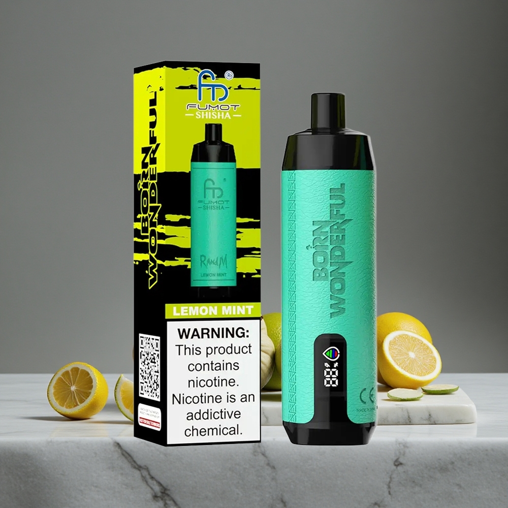 Citrona Mētra RandM Fumot Shisha 10000 Puffs 18ml Pirmslejēta E-šķidruma