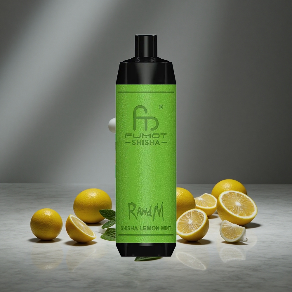 Citronu Mētra RandM Fumot Shisha 10000 Puffs Vienreizlietojamais Vape 18ml Iepildīta šķidruma 0.5% Nikotīna saturs