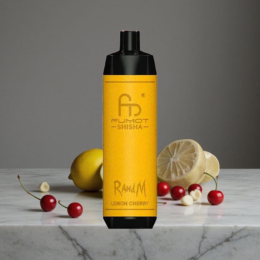 Citronu-ķiršu RandM Fumot Shisha 10000 Pūši 18ml iepriekš uzpildīts e-šķidrums 850 mAh baterija