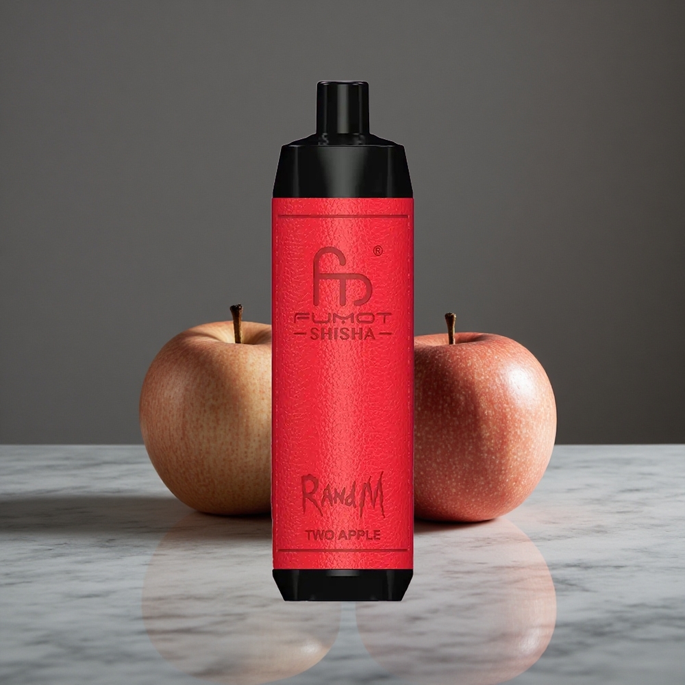 Divu ābolu garša RandM Fumot Shisha 10000 Puffs 18ml iepildīta e-šķidruma 0.5% nikotīna saturs