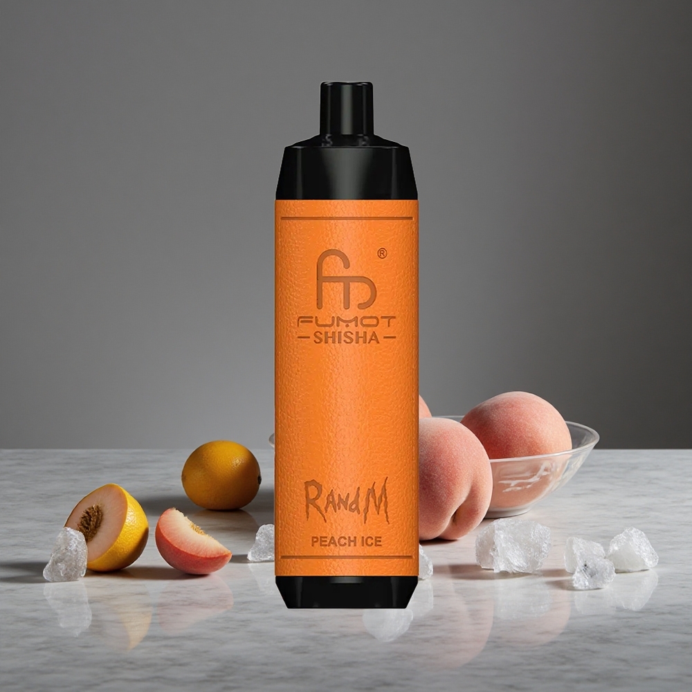 Persiku Ledus RandM Fumot Shisha 10000 Puffs 18ml Iepildīta E-glis