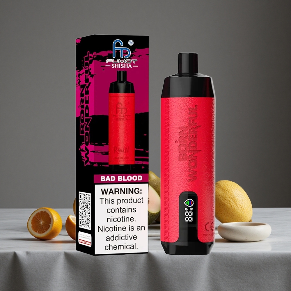 Sārtā Asins RandM Fumot Šiša 10000 Ivilcieni 18ml Iepriekš Piepildīts e-šķidrums Vienreizlietojamais Vape