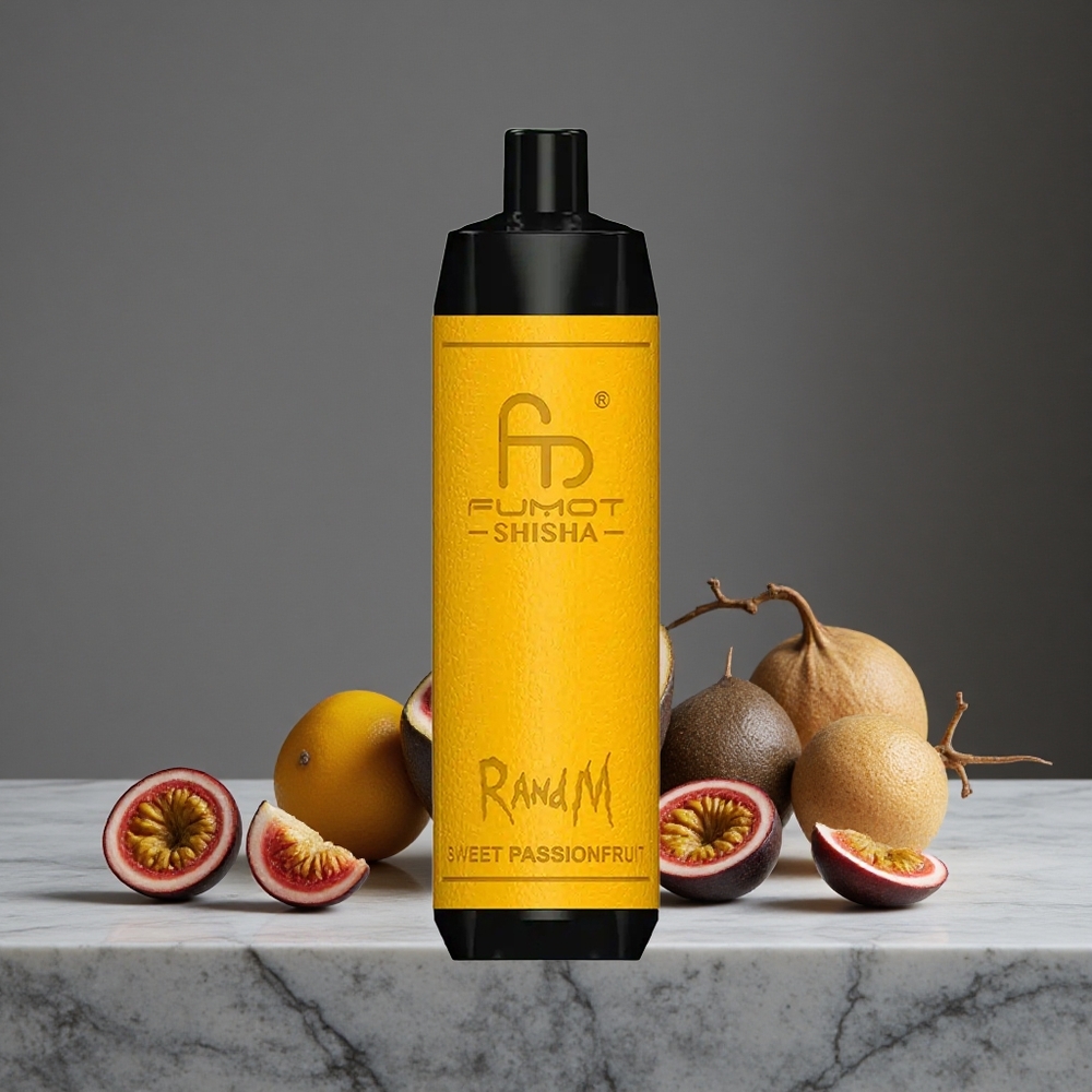 Salda Pasiflora RandM Fumot Shisha 10000 Puffs Vienreizlietojamais Vape ar 18ml Iepriekš Uzpildīta e-šķidruma