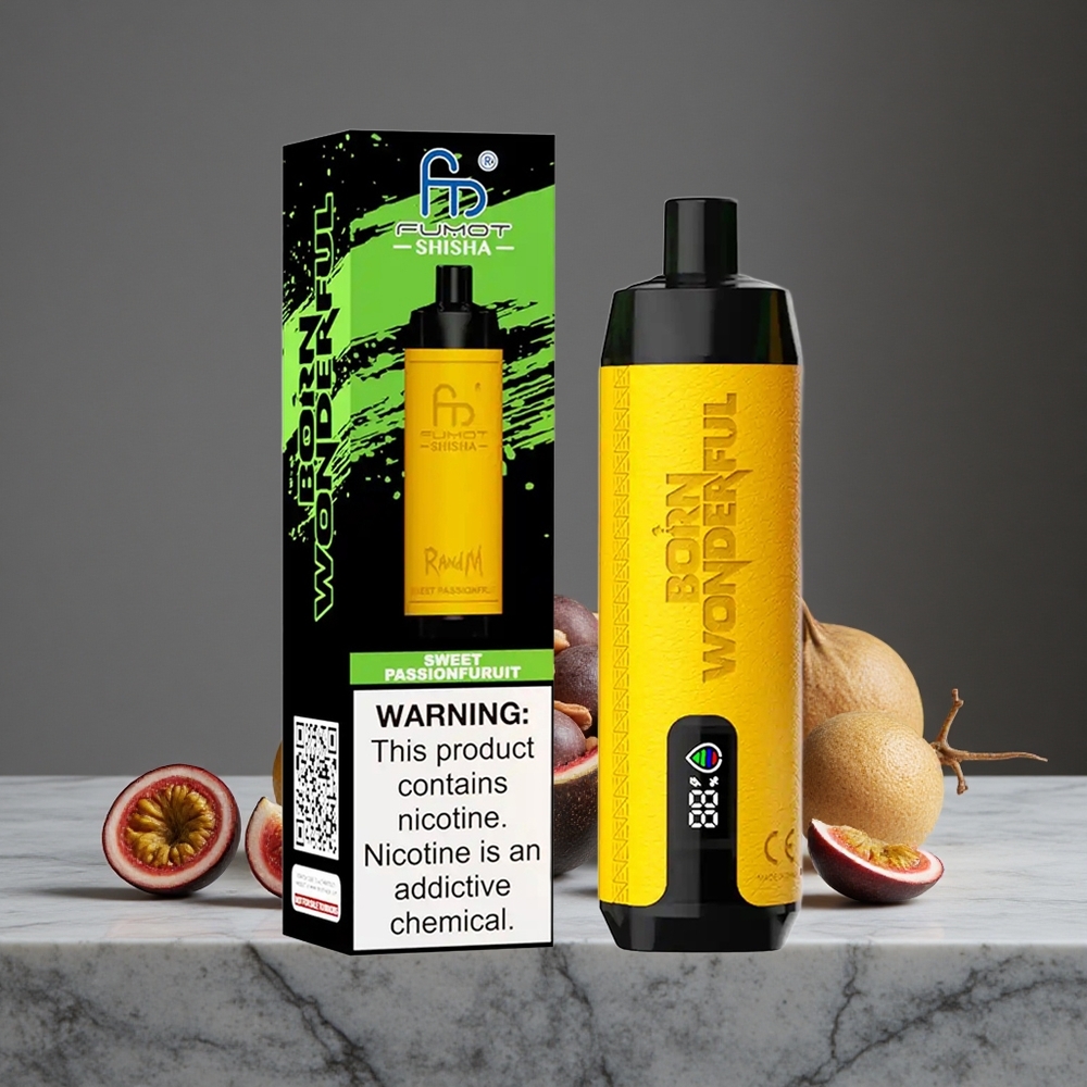 Salda Pasiflora RandM Fumot Shisha 10000 Puffs Vienreizlietojamais Vape ar 18ml Iepriekš Uzpildīta e-šķidruma