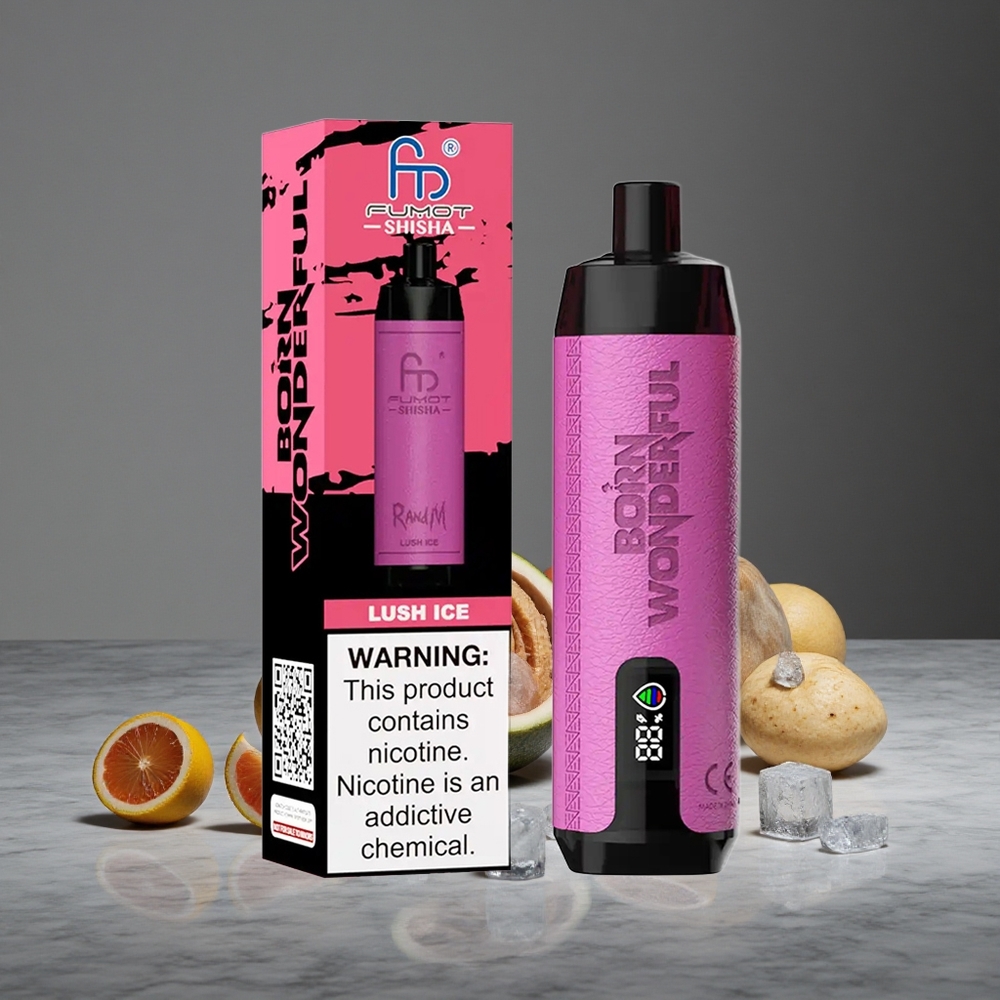 Svaidzējošais Ledus RandM Fumot Shisha 10000 Iebiežamie Puffs 18ml Iepriekš Piepildīts e-šķidrums