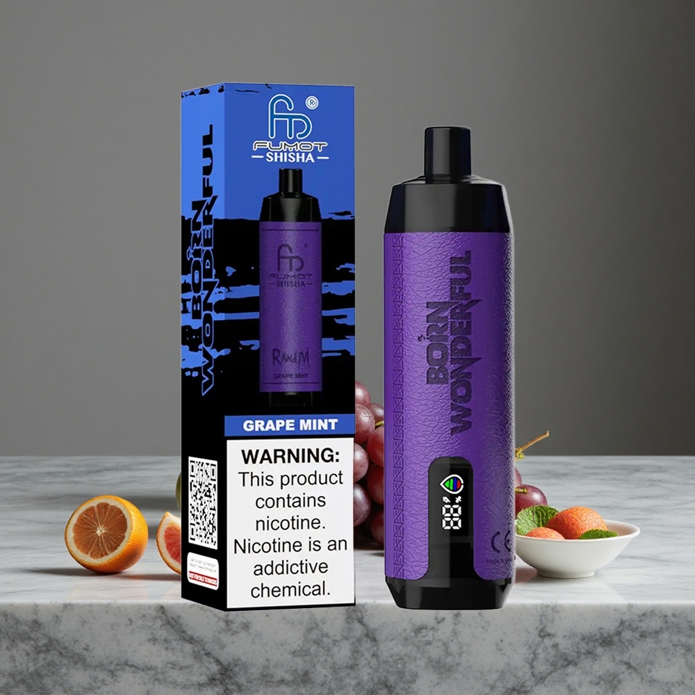 Vīnogu Mētra RandM Fumot Shisha 10000 Puffs 18ml Iepildīta e-šķidruma Vienreizlietojamais Vape