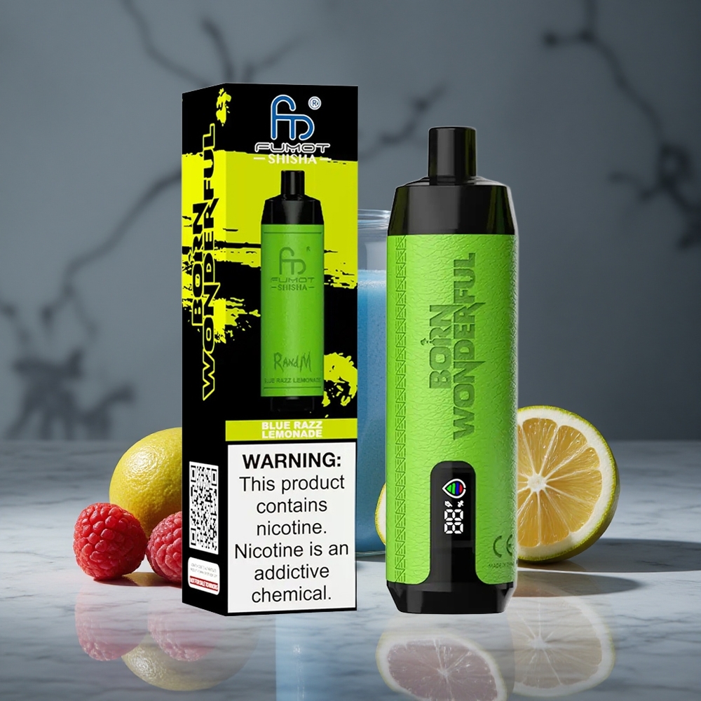 Zilā Aveņu Limonāde RandM Fumot Shisha 10000 Pūši 18ml Iepildīta e-šķidruma