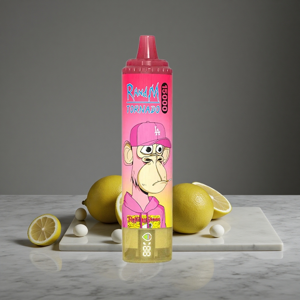 Citrons RandM Tornado 15000 Ieelpas 25ml šķidruma ietilpība Vienreizlietojamais Vape