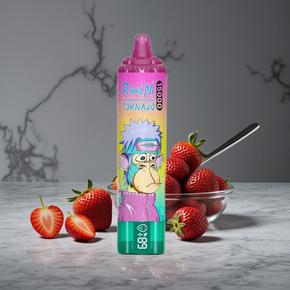 Ledus Zemeņu RandM Tornado 15000 Puffs 25ml Šķidrums Type-C Uzlāde