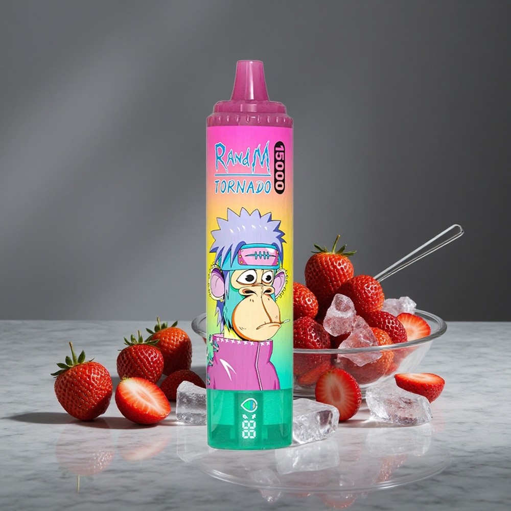 Zemeņu Ledus RandM Fumot Tornado 15000 Puffs 25ml Vienreizlietojamais Vape