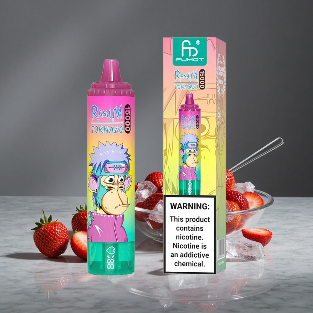 Zemeņu Ledus RandM Fumot Tornado 15000 Puffs 25ml Vienreizlietojamais Vape