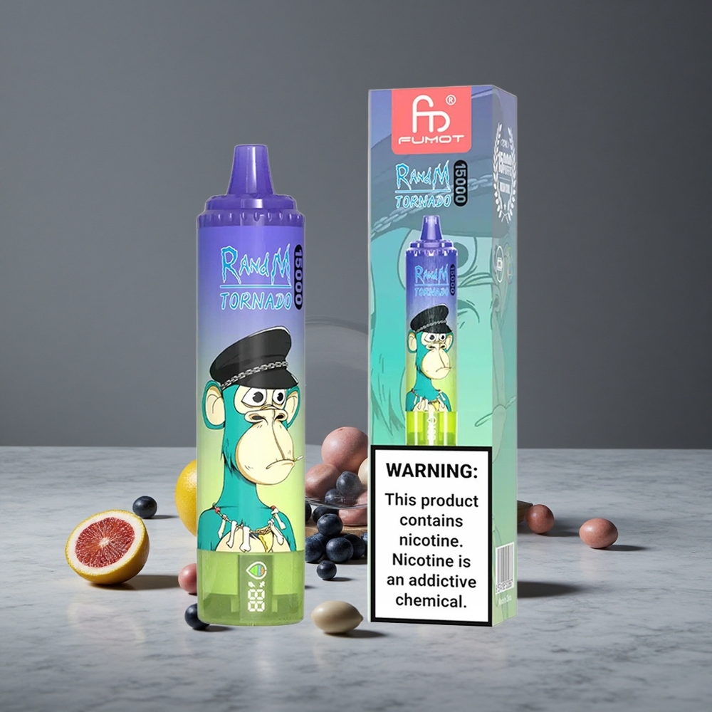 Zemenu Burbuļu Guma RandM Fumot Tornado 15000 Pūši 25ml Šķidrums