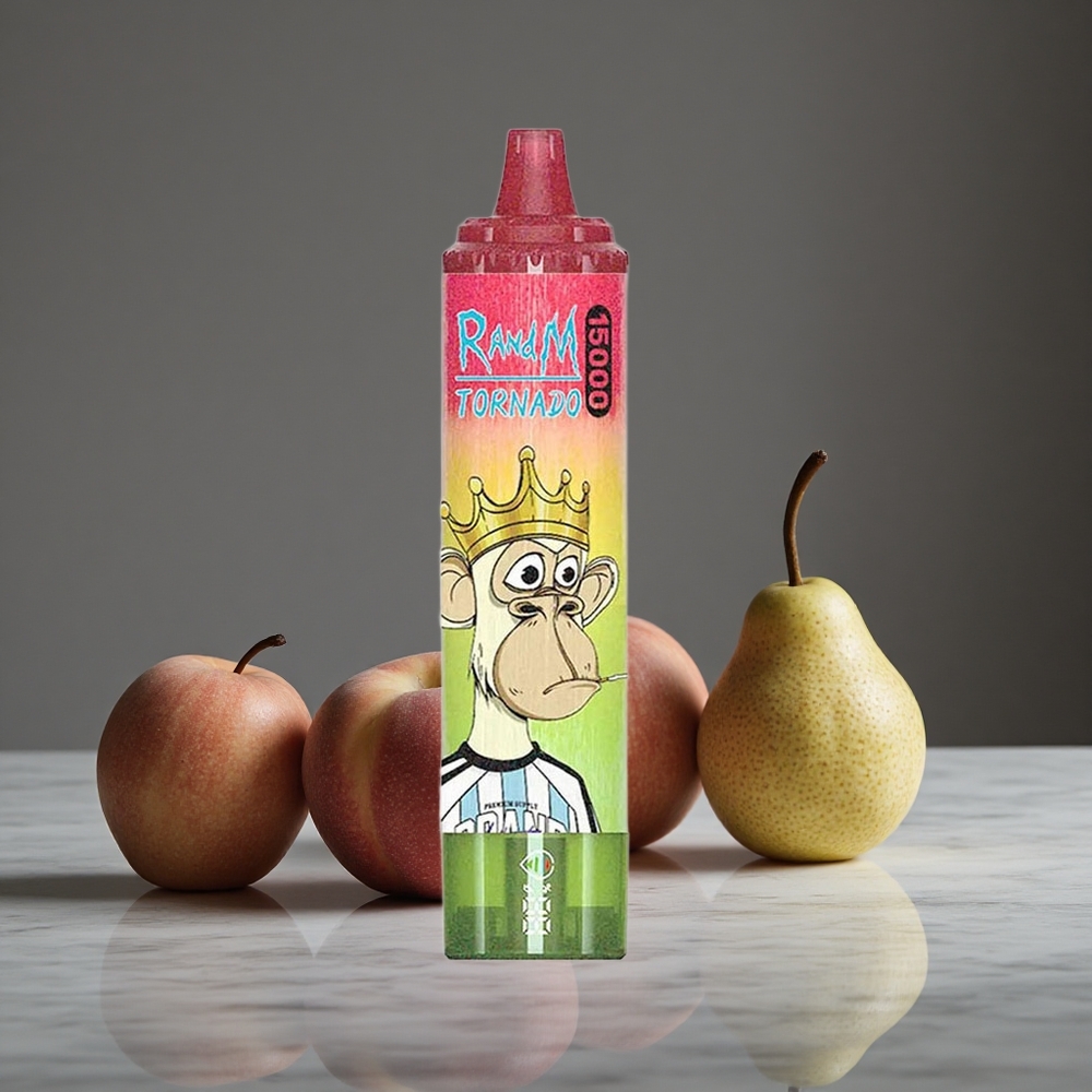 Ābolu Persiku Bumbieru RandM Tornado 15000 Puffs 25mlŠķidrums Vienreizlietojamais Vape