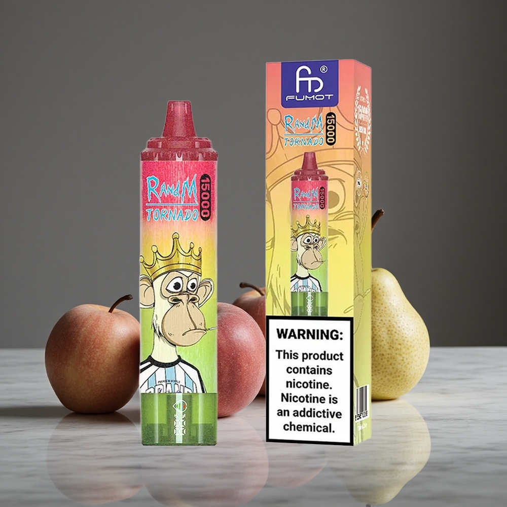 Ābolu Persiku Bumbieru RandM Tornado 15000 Puffs 25mlŠķidrums Vienreizlietojamais Vape