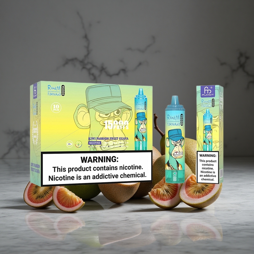 Ķīvi-Maraku-Gvajavu RandM Tornado 15000 Puffs LCD ekrāns un 25ml šķidruma ietilpība