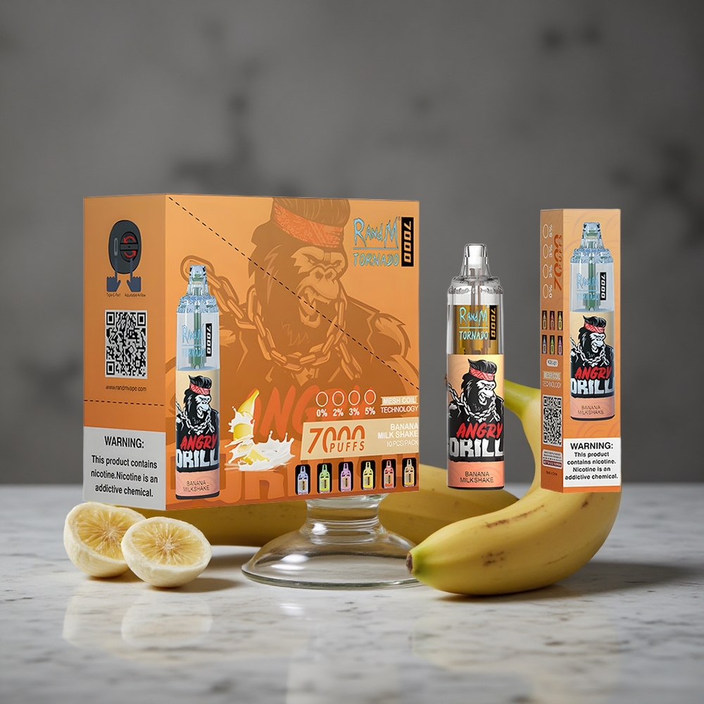 Banānu Miltkrejums RandM Fumot Tornado 7000 Puffs 14 ML E-šķidrums Gaiss-Regulējams