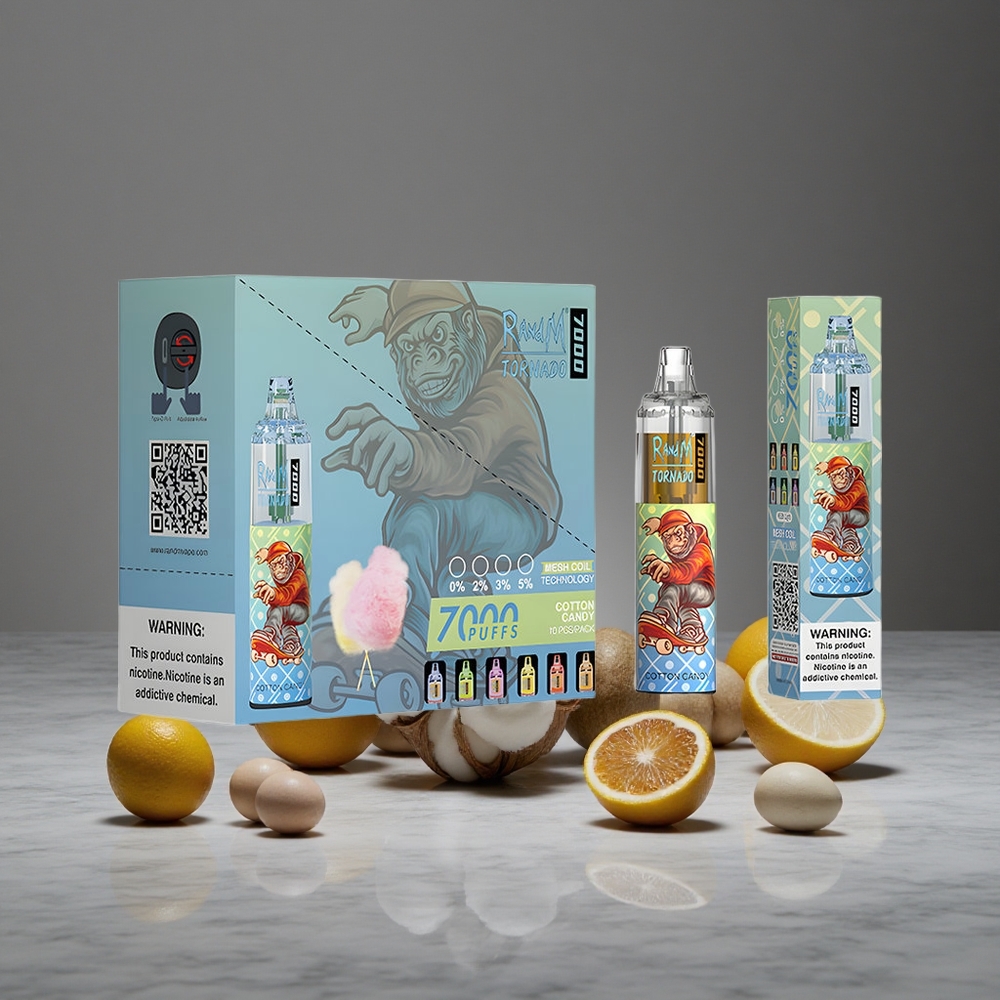 Cukura vate RandM Fumot Tornado 7000 Puffs 14 ML E-šķidrums RGB Gaisma