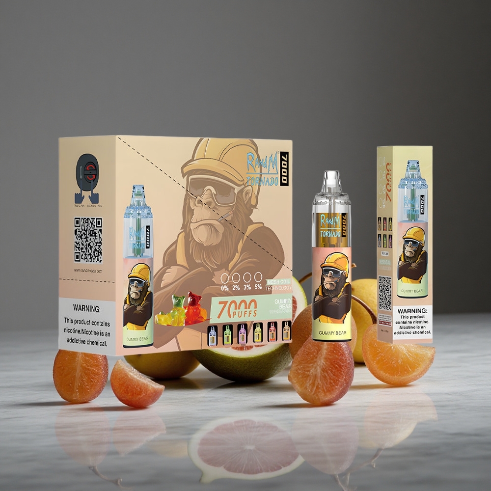 Gumijlāču RandM Fumot Tornado 7000 Puffs 14 ML E-šķidrums RGB Gaisma