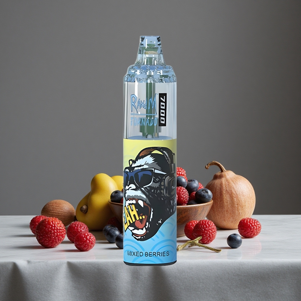 Jauktu Ogļu RandM Fumot Tornado 7000 Puffs 14 ML E-šķidrums RGB Gaisma