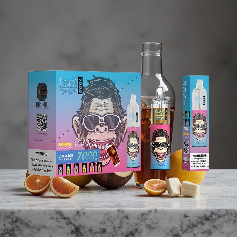 Kolas Ledus RandM Fumot Tornado 7000 Puffs 14 ML E-šķidrums RGB Gaisma