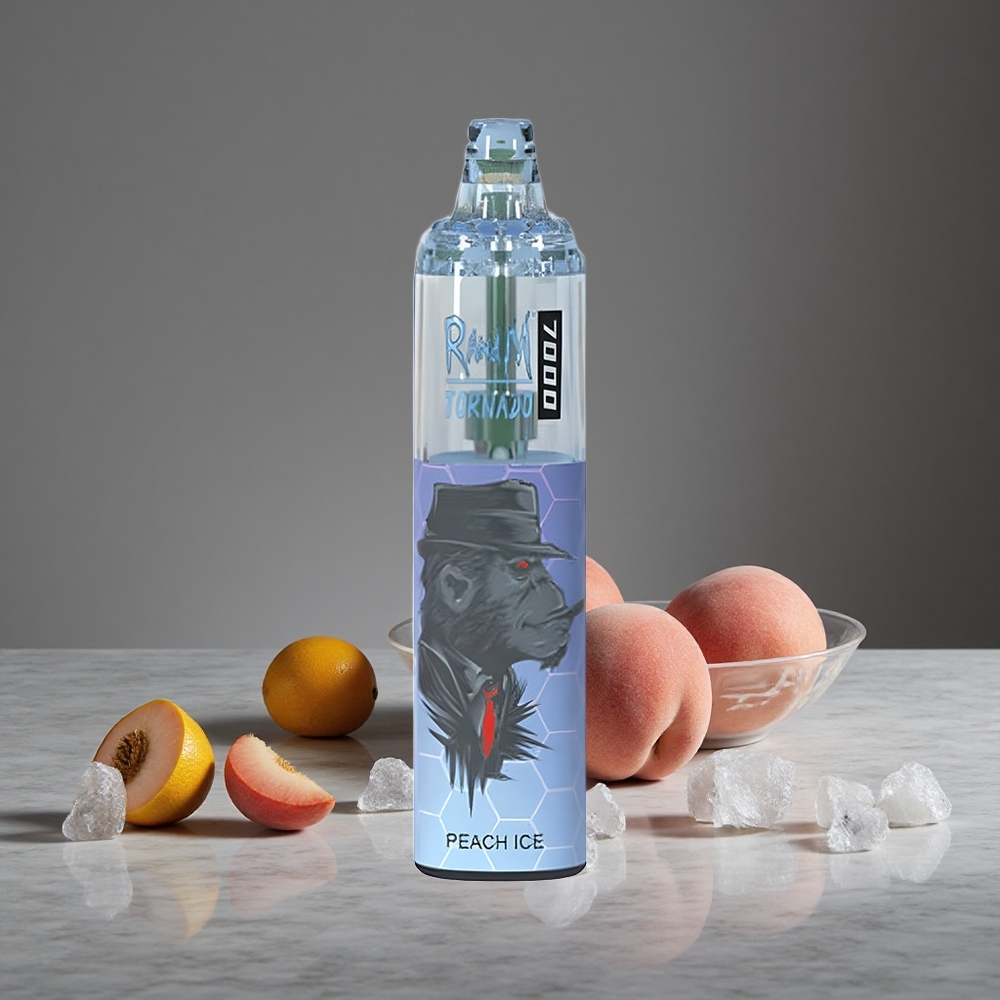 Persiku Ledus RandM Fumot Tornado 7000 Puffs 14 ML E-šķidrums RGB Gaisma