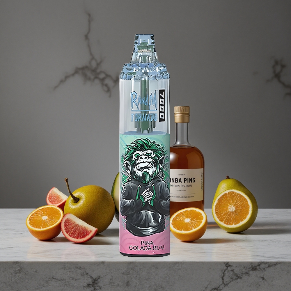 Pina Kolādas Rums RandM Fumot Tornado 7000 Puffs 14 ML E-šķidrums Gaismas RGB