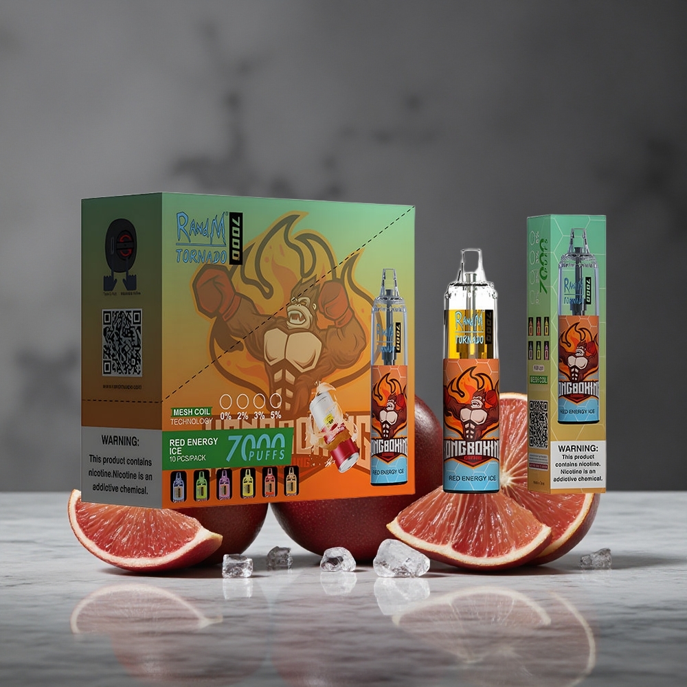 Sarkanā Enerģija Ledus RandM Fumot Tornado 7000 Puffs 14 ML E-šķidrums RGB Gaisma