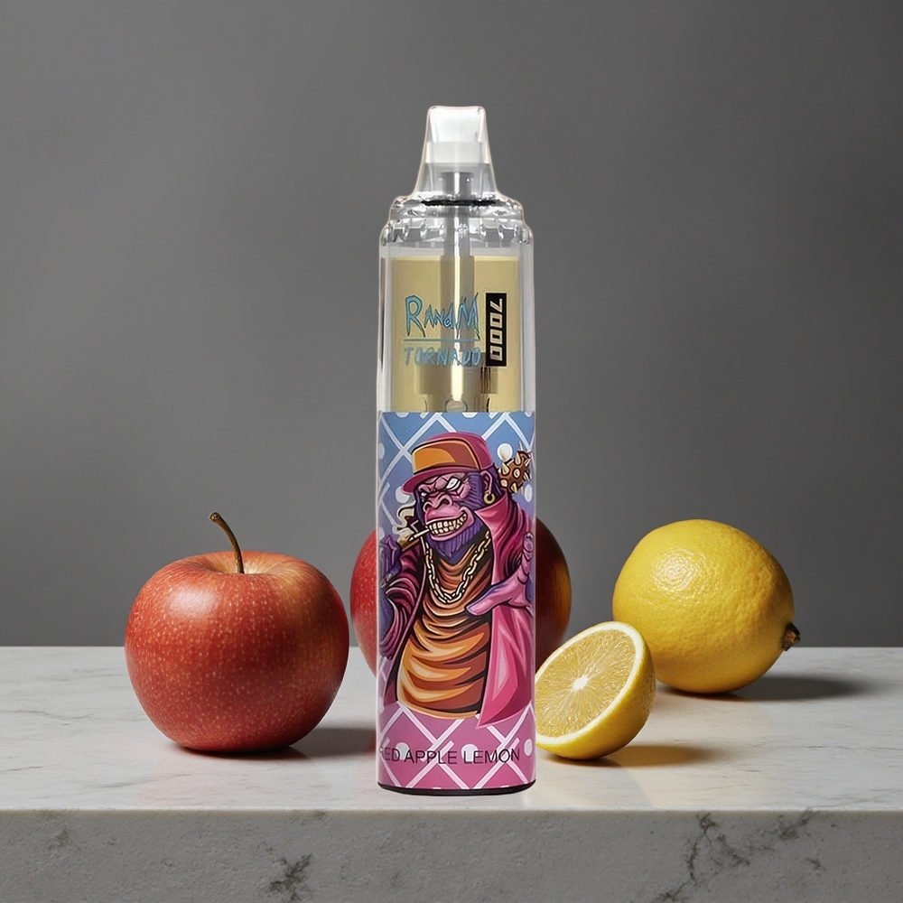 Sarkanais Ābols Citrons RandM Fumot Tornado 7000 Puffs 14 ML E-šķidrums RGB Gaisma