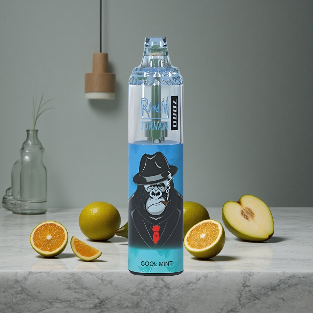 Vēsā Mētra RandM Fumot Tornado 7000 Puffs 14 ML E-šķidrums RGB Gaisma