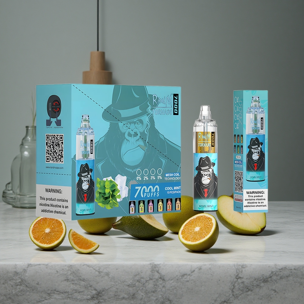 Vēsā Mētra RandM Fumot Tornado 7000 Puffs 14 ML E-šķidrums RGB Gaisma