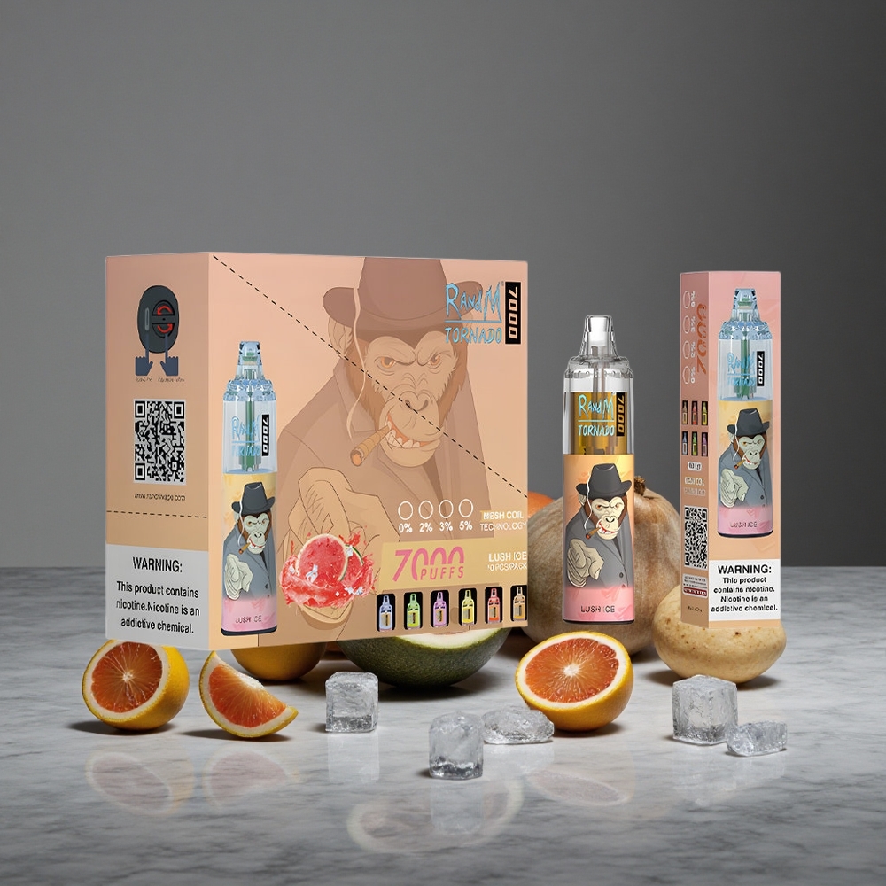 Zaļā Ledus RandM Fumot Tornado 7000 Puffs 14 ML E-šķidrums Gaismas Gaisma RGB