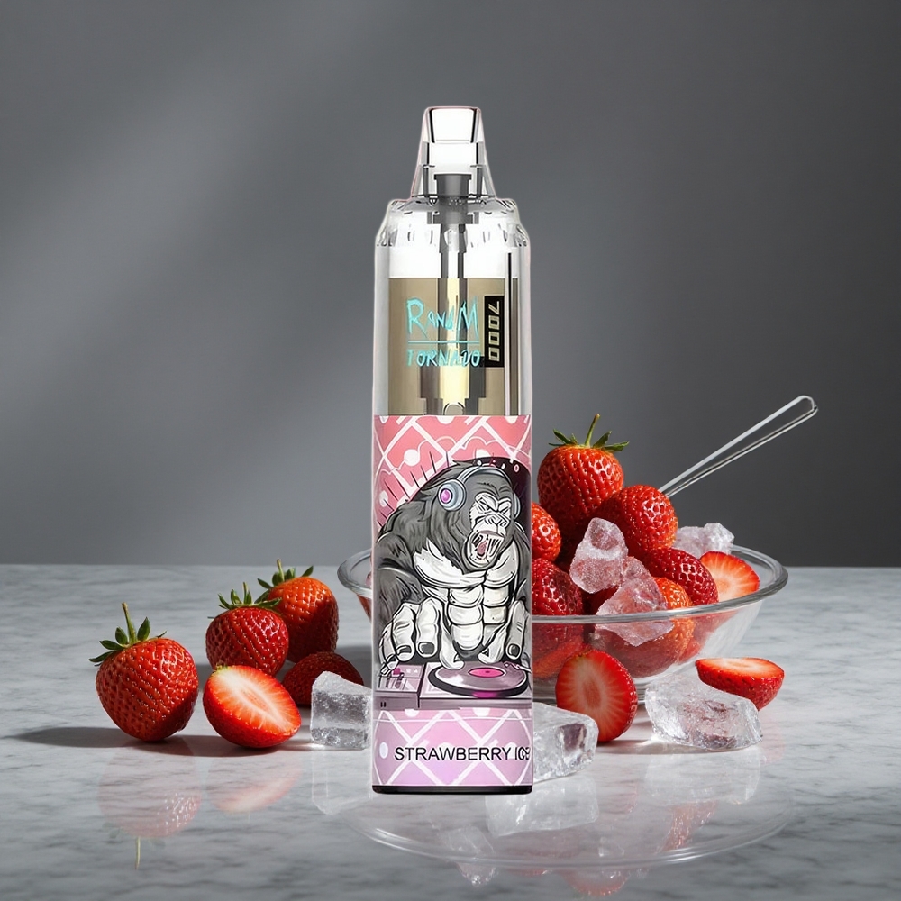 Zemeņu Ledus RandM Fumot Tornado 7000 Puffs 14 ML E-šķidrums RGB Gaisma