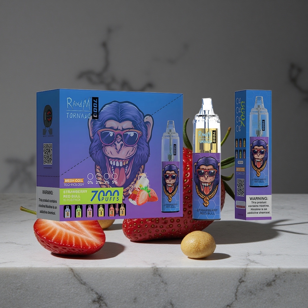 Zemenes-Apollīna RandM Fumot Tornado 7000 Puffs 14 ML E-šķidrums