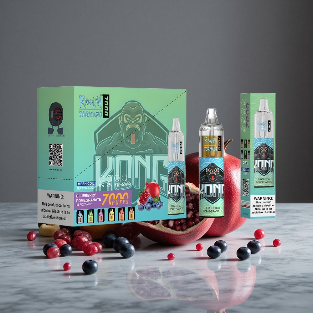 Zemenu Granātu RandM Fumot Tornado 7000 Puffs 14 ML E-šķidrums 850 MAH Baterija