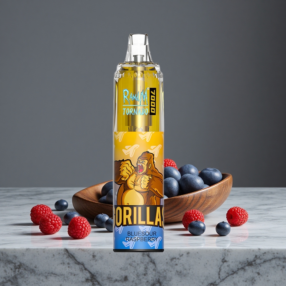 Zilā Avenes RandM Fumot Tornado 7000 Puffs 14 ML E-šķidrums RGB Gaisma