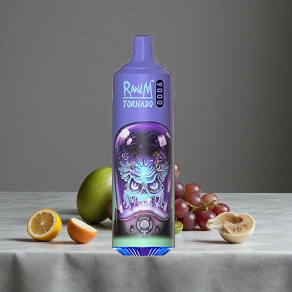 Alvejas Vīnogu RandM Tornado 9000 Puffs 18 mL Tilpums un 850 mAh Uzlādējama Baterija