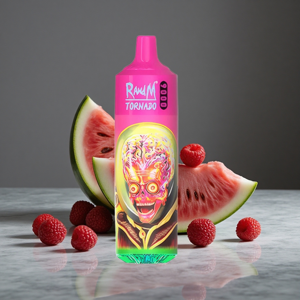 Aveņu Arbūzs RandM Tornado 9000 Puffs 850 mAh Uzlādējams 18 mL Sietiņš Spole