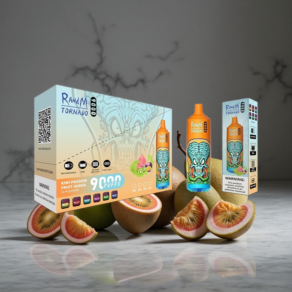 Kivi Pasiflora Guava RandM Fumot Tornado 9000 Puffs 18 mL Tilpums 850 mAh Uzlādējams