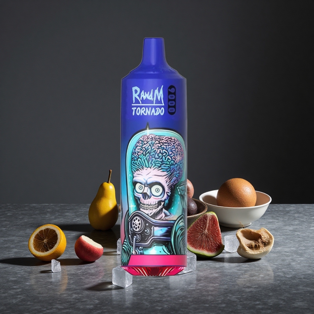 Melnais Ledus RandM Fumot Tornado 9000 Puffs RGB Displejs 18 mL