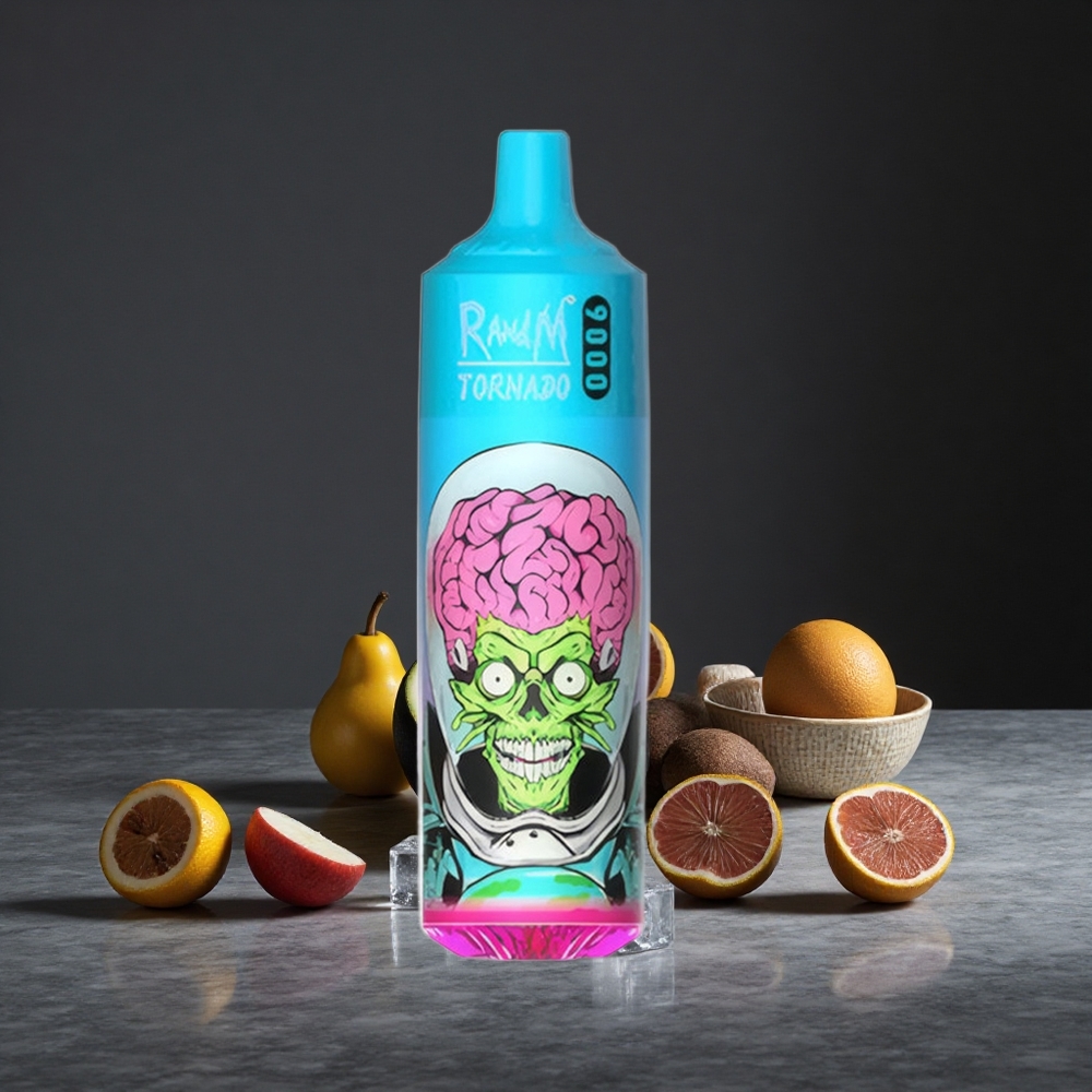 Melnais Pūķa Ledus RandM Fumot Tornado 9000 Puffs 18 mL Tīkla Spole