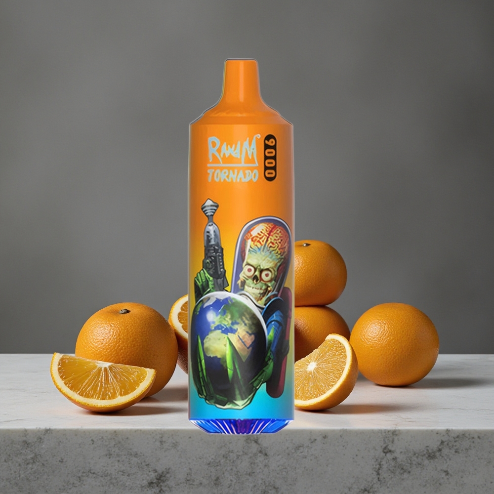 Oranžā Gazēta RandM Tornado 9000 Puffs 18 mL Tilpums 850 mAh Akumulators