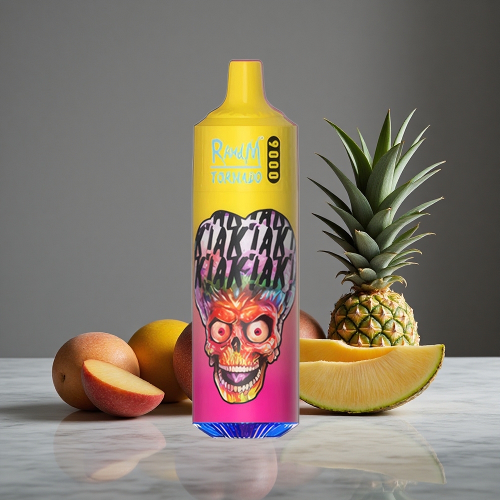 Persiku Mango Ananāsu RandM Fumot Tornado 9000 Puffs 850 mAh Uzlādējams 18 mL