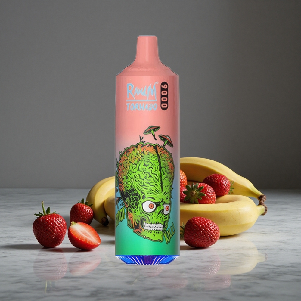 Zemeņu Banānu RandM Tornado 9000 Puffs 18 mL Tilpums Mesh Spole