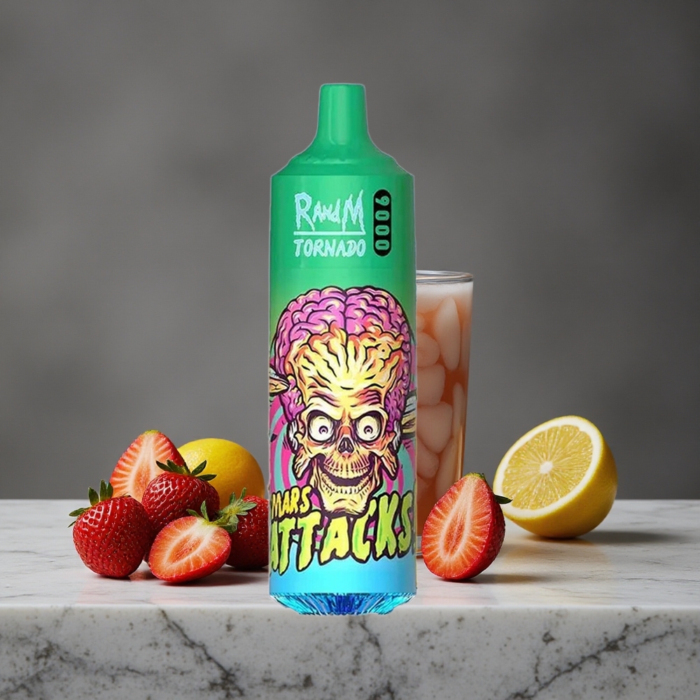 Zemeņu Limonādes RandM Fumot Tornado 9000 Puffs 18 mL Elektroniskais Šķidrums M