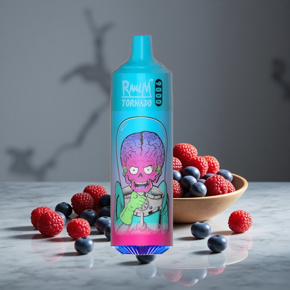 Zemenes Aveņu RandM Fumot Tornado 9000 Puffs 18 mL Mēšķiedras