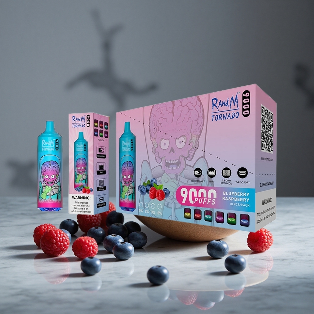 Zemenes Aveņu RandM Fumot Tornado 9000 Puffs 18 mL Mēšķiedras