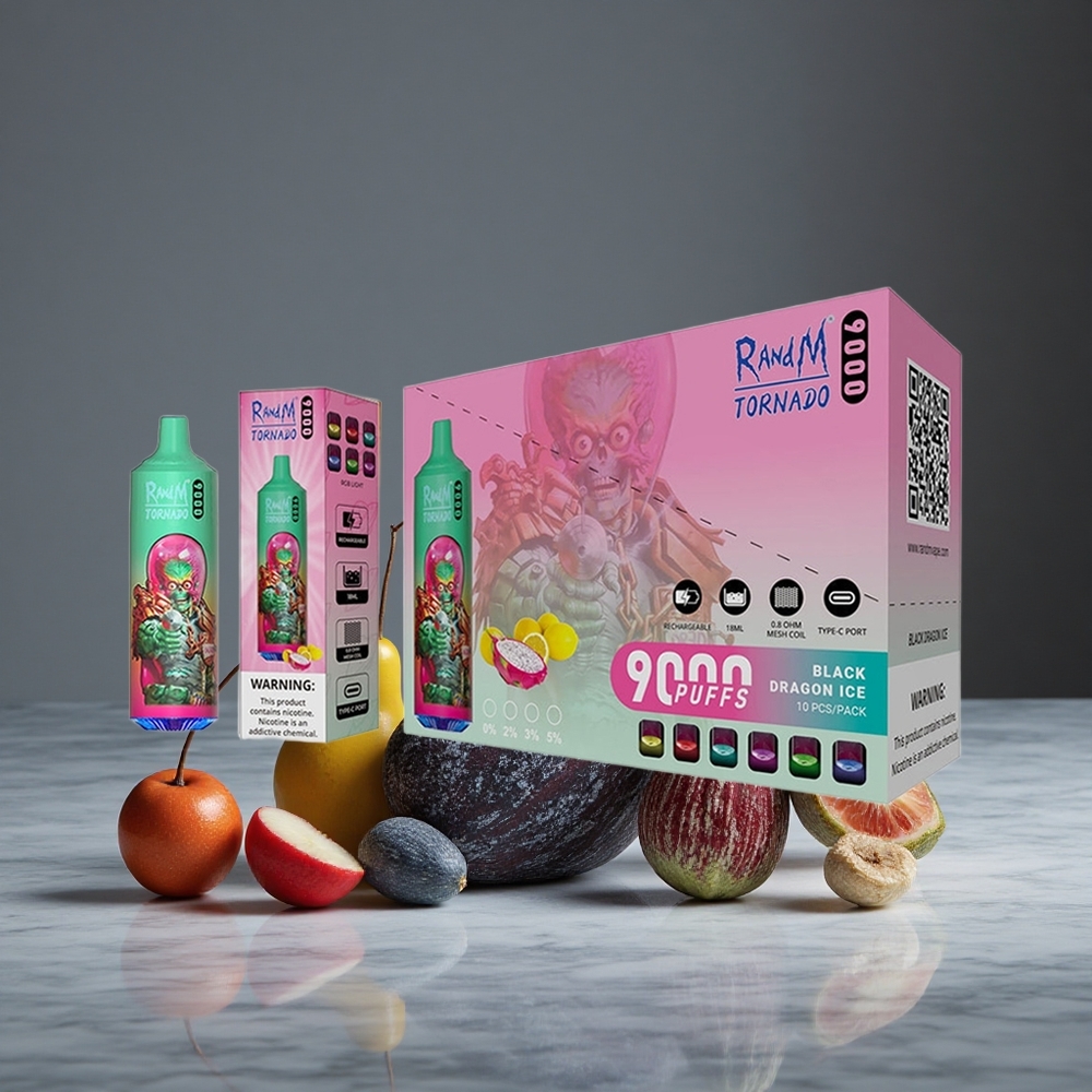 Zilā Aveņu RandM Tornado 9000 Puffs ar 18 mL E-gāzes un 850 mAh Akumulatoru