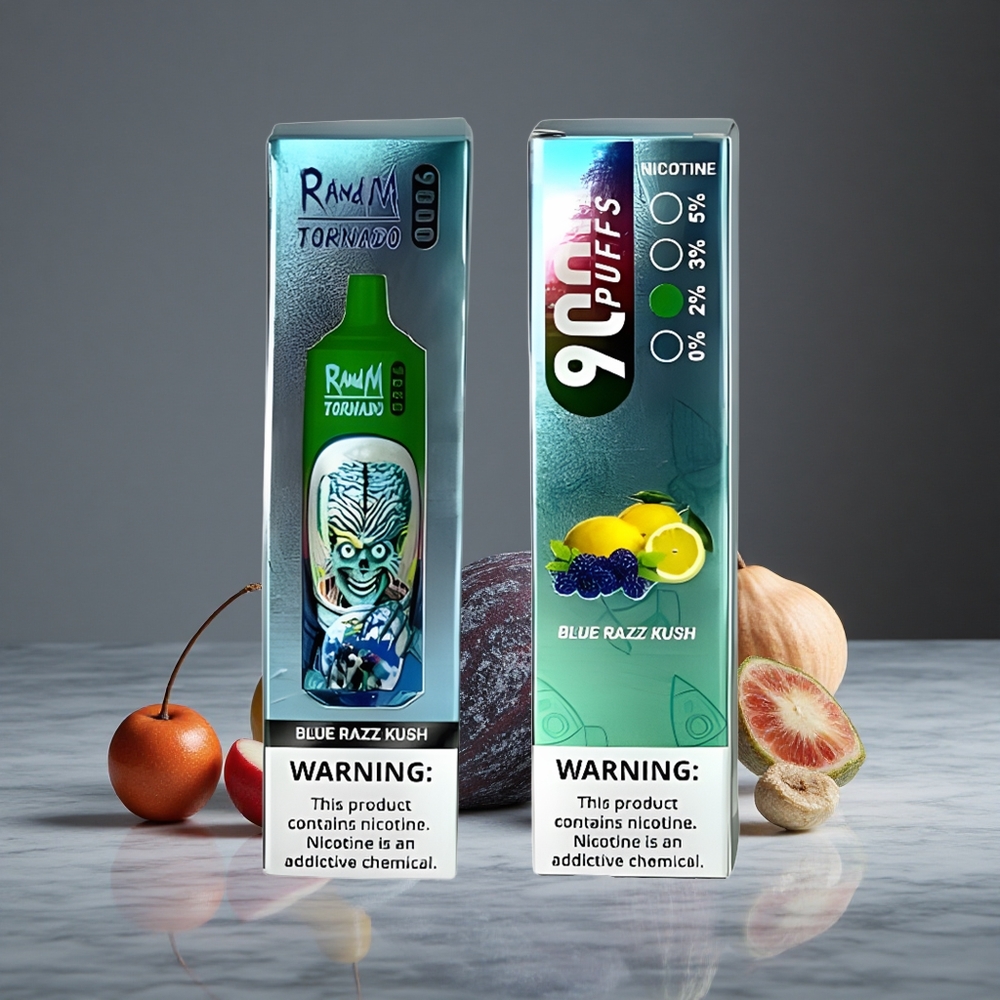 Zilā Aveņu RandM Tornado 9000 Puffs ar 18 mL E-gāzes un 850 mAh Akumulatoru